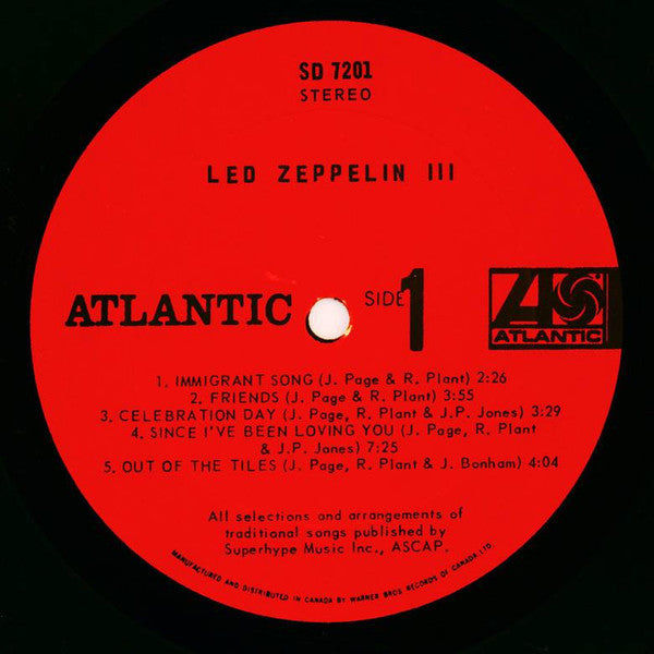 Led Zeppelin ‎– Led Zeppelin III - Classic Rock, Hard Rock 1970 (vinyl) tear on the cover / and light marks