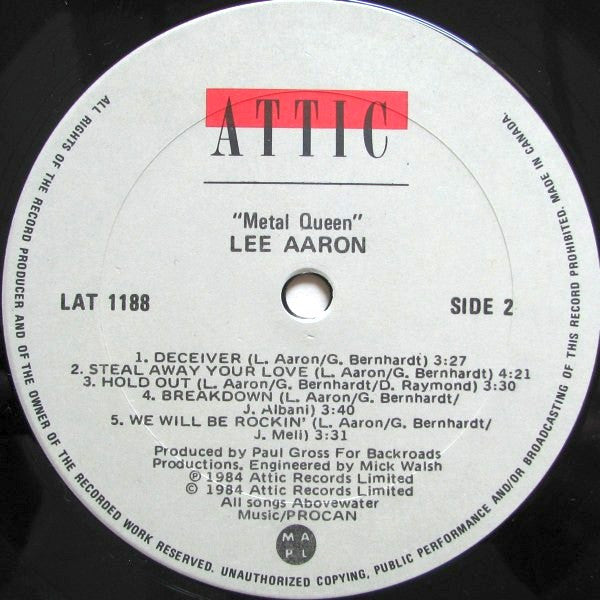 Lee Aaron – Metal Queen – Canadian Heavy Metal Icon (vinyl) Excellent and HTF