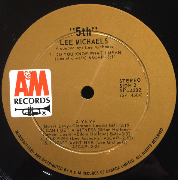 Lee Michaels ‎– 5th -1971-  Classic Rock (vinyl) excellent vinyl