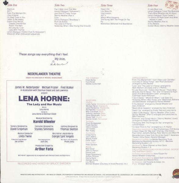 LENA HORNE – The Lady and Her Music 1981, Live Broadway Performance (vinyl) 2 LP