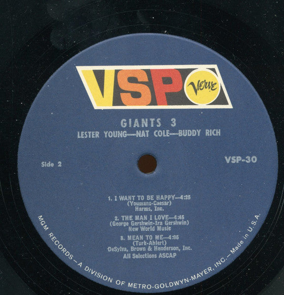 Lester Young - Nat Cole Buddy Rich – Giants 3 - 1966 - Jazz Style: Swing (vinyl)