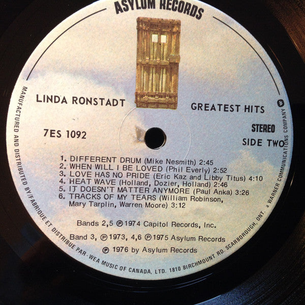 Linda Ronstadt – Greatest Hits – 1976 – Country Rock / Pop  ( Vinyl )