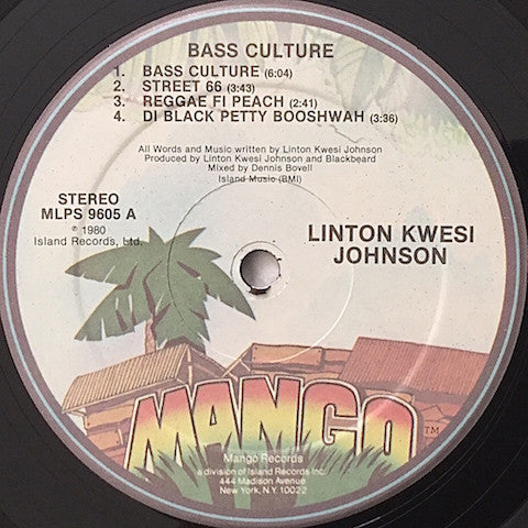 Linton Kwesi Johnson – Bass Culture 1980- 	Reggae Style: Dub Poetry (vinyl) NMint