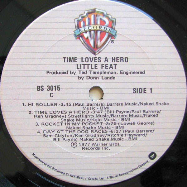 Little Feat – Time Loves A Hero -  1979-Blues Rock, Southern Rock, Rhythm & Blues, Bayou Funk, (VInyl)