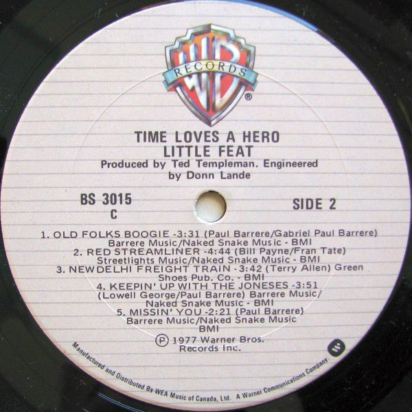 Little Feat – Time Loves A Hero -  1979-Blues Rock, Southern Rock, Rhythm & Blues, Bayou Funk, (VInyl)