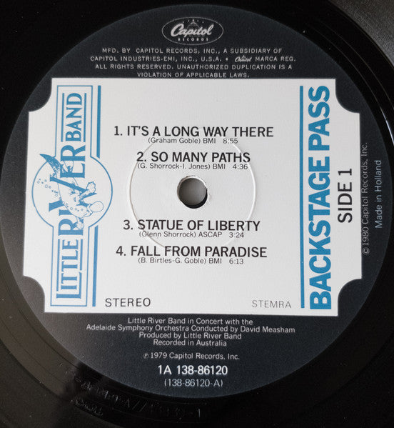 Little River Band ‎– Backstage Pass - 2 lps - 1981 - Country Rock (vinyl