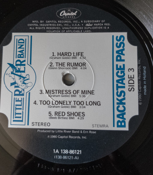 Little River Band ‎– Backstage Pass - 2 lps - 1981 - Country Rock (vinyl