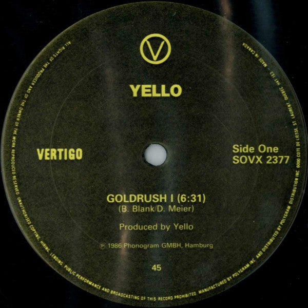 Yello – Goldrush – 1986 – Synth-pop (vinyl lp)