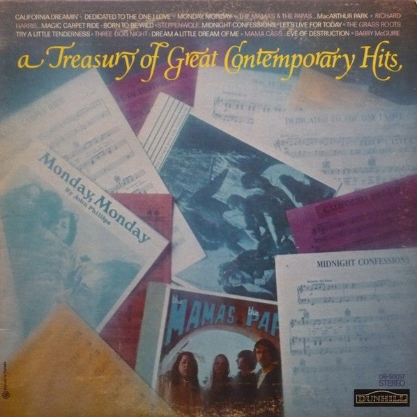Various – A Treasury Of Great Contemporary Hits – 1969 – Contemporary / Classic Rock (vinyl lp)