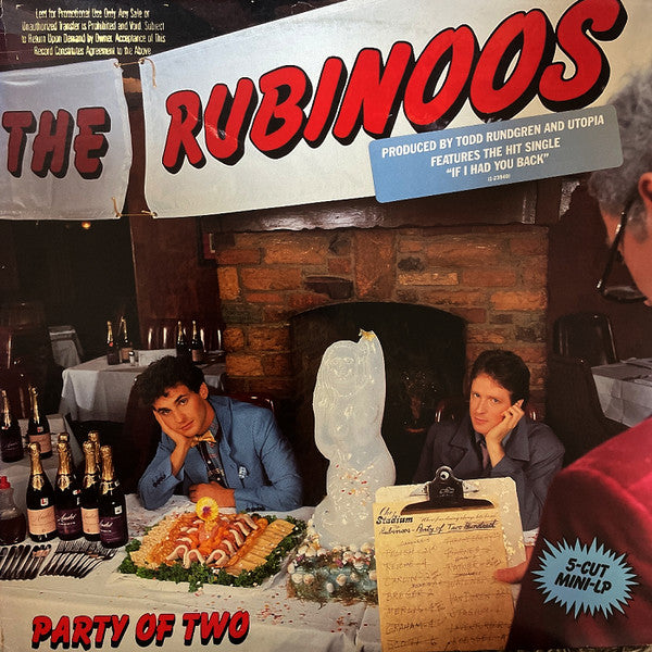 The Rubinoos – Party Of Two – 1983 – New Wave / Power Pop / Indie Rock (vinyl lp)