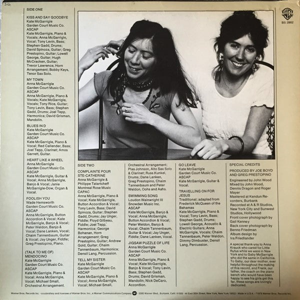 Kate & Anna McGarrigle Kate & Anna McGarrigle 1975 	Folk Rock (vinyl) Mint