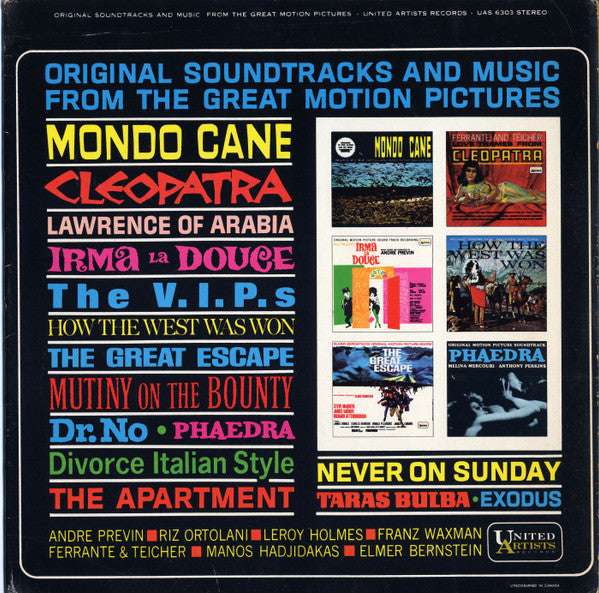 Various – Original Soundtracks And Music From The Great Motion Pictures – 1963 – Soundtrack / Theme (vinyl lp)