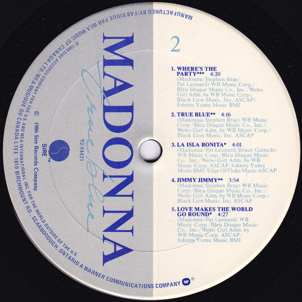 Madonna ‎– True Blue -1986 Pop Rock / (vinyl)
