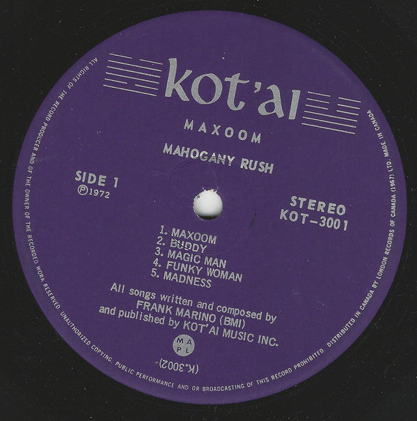 Mahogany Rush ‎– Maxoom -1972-  Blues Rock, Hard Rock, Psychedelic Rock (Vinyl)