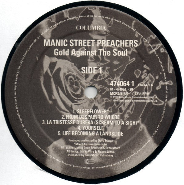 Manic Street Preachers – Gold Against The Soul -1993-Alternative Rock (UK Import Vinyl )