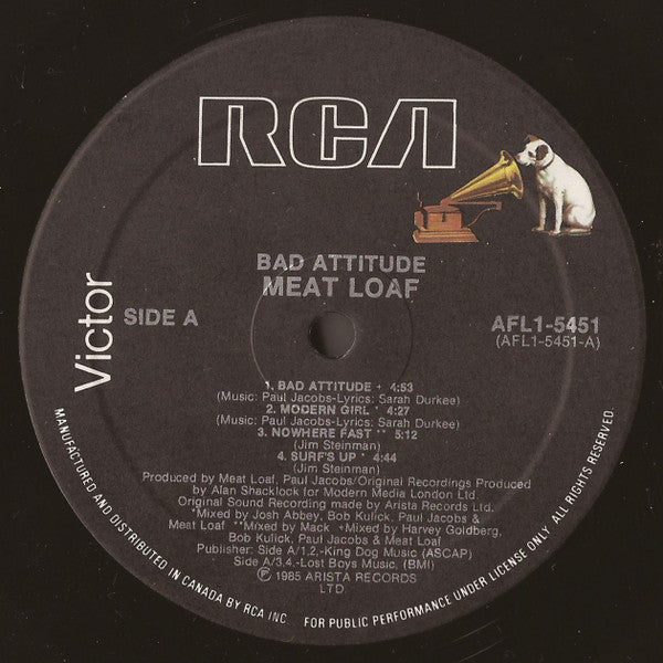 Meat Loaf – Bad Attitude 1985 Genre: Rock Style: Soft Rock, Hard Rock, Classic Rock ( Vinyl )