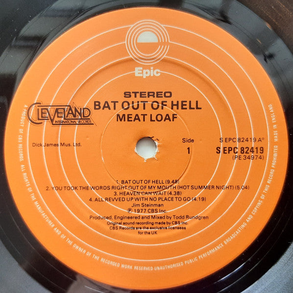 Meat Loaf – Bat Out Of Hell - Pop Rock - Vinyl