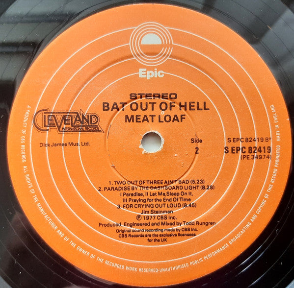 Meat Loaf – Bat Out Of Hell - Pop Rock - Vinyl