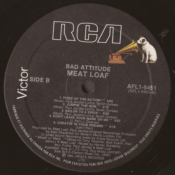 Meat Loaf – Bad Attitude 1985 Genre: Rock Style: Soft Rock, Hard Rock, Classic Rock ( Vinyl )