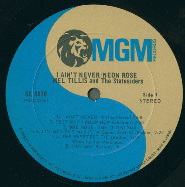 Mel Tillis And The Statesiders I Ain't Never - 1972-	Folk, World, & Country (Vinyl) Bargain Bin