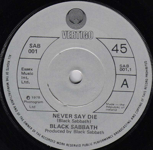 Black Sabbath – Never Say Die – 1978 – Hard Rock / Classic Rock (7-inch)