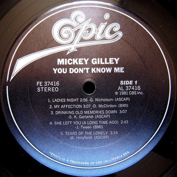 Mickey Gilley – You Don't Know Me - 1981-Country,Folk, World, & Country (Bargain Bin)