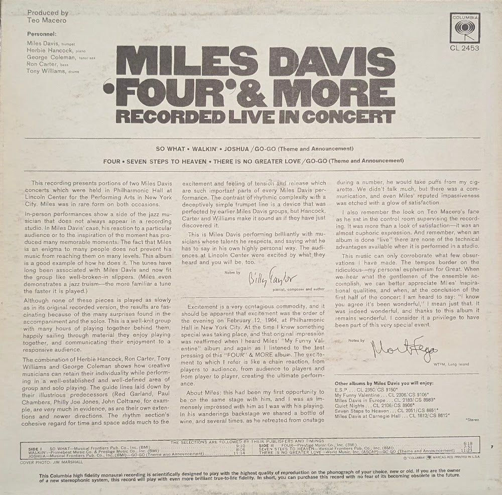 Miles Davis – 'Four' & More (Recorded Live In Concert) - 1966-Jazz Style: Hard Bop, Modal (Vinyl)
