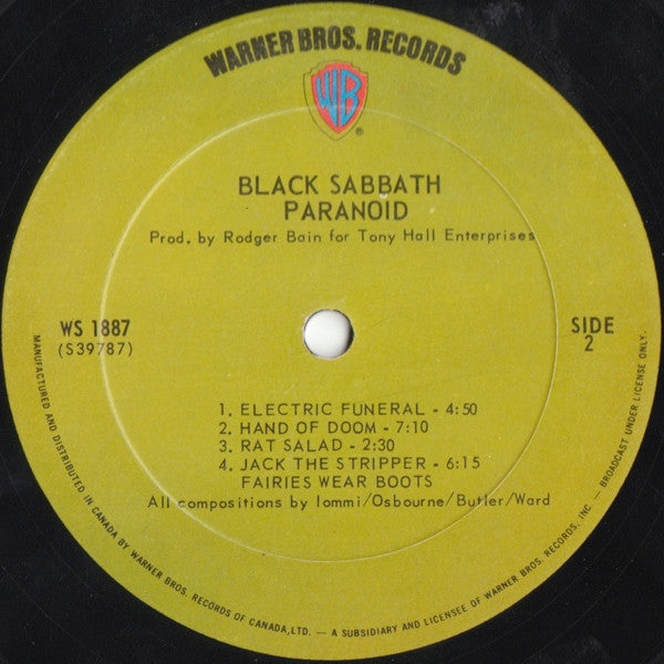 Black Sabbath – Paranoid – 1971 – Hard Rock / Heavy Metal (vinyl