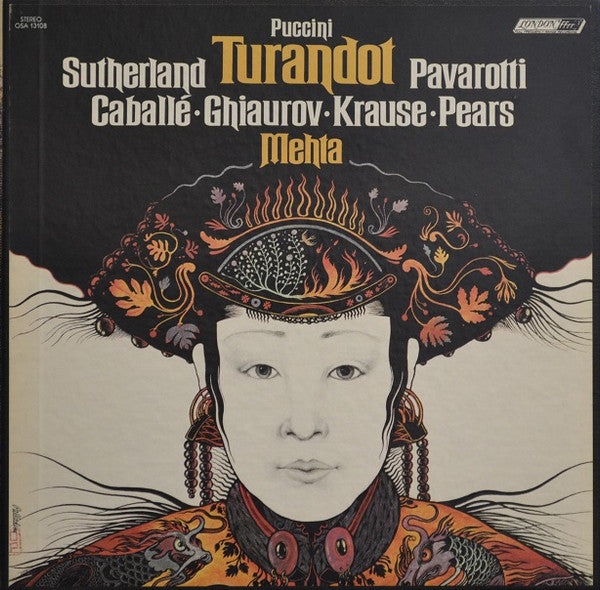 Giacomo Puccini, Joan Sutherland, Luciano Pavarotti, Montserrat Caballé, Nicolai Ghiaurov, Tom Krause, Peter Pears, Zubin Mehta – Turandot – Opera (vinyl lp)