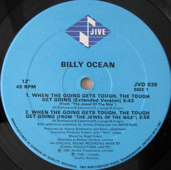 Billy Ocean – When The Going Gets Tough, The Tough Get Going – 1985 – Synth-pop (vinyl lp)