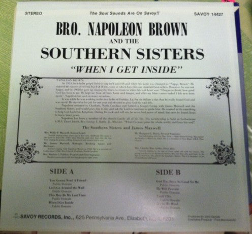 Nappy Brown & The Southern Sisters – When I Get Inside 1977-	Funk / Soul Style: Gospel (vinyl)