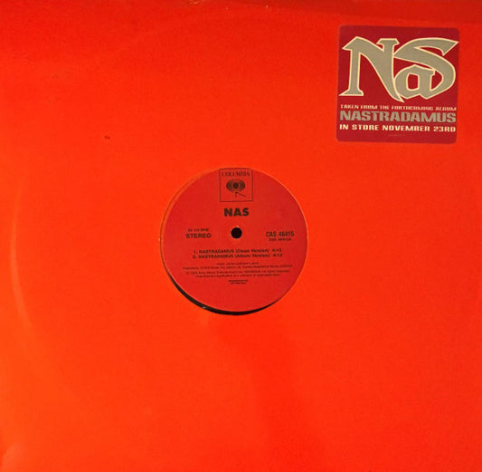 Nas – Nastradamus 1999 Genre: Hip Hop (Clearance Vinyl) heavy ring wear on the label & slight marks