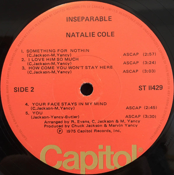 Natalie Cole – Inseparable – 1975 – Soul / R&B / Pop (vinyl)