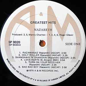 Nazareth – Greatest Hits – 1975 – Hard Rock / Classic Rock