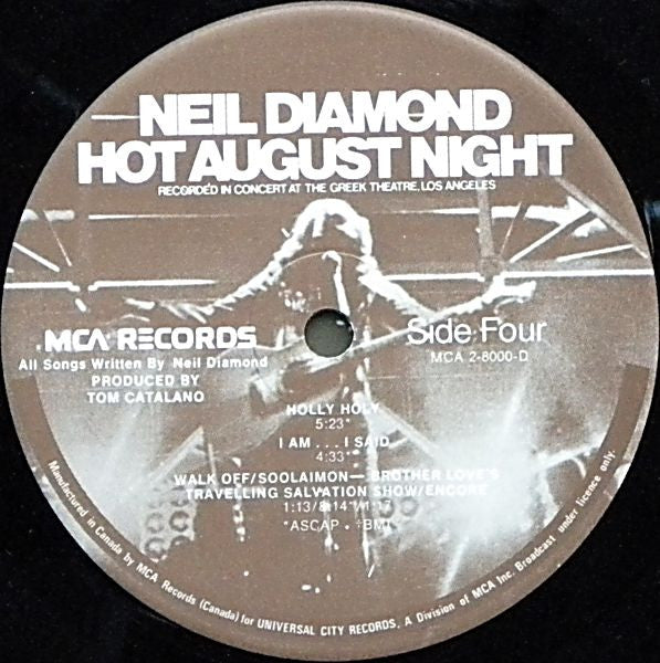 Neil Diamond ‎– Hot August Night -1972 Pop Rock (2 LPs) (Vinyl) Some Cover Wear Only
