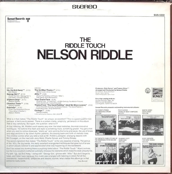 Nelson Riddle – The Riddle Touch (Easy Listening / Soundtrack, Vinyl LP)
