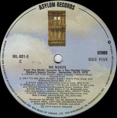 No Nukes - From The Muse Concerts For A Non-Nuclear Future - Madison Square Garden - September 19-23, 1979 - 3 lps - Pop Rock, Funk, Folk Rock (vinyl)