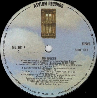 No Nukes - From The Muse Concerts For A Non-Nuclear Future - Madison Square Garden - September 19-23, 1979 - 3 lps - Pop Rock, Funk, Folk Rock (vinyl)