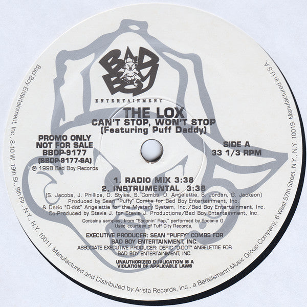 The Lox – Can't Stop, Won't Stop / So Right – 1998 – Hip Hop (vinyl lp)