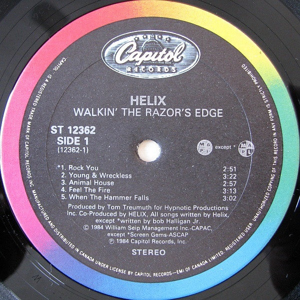 Helix – Walkin' The Razor's Edge – 1984 – Heavy Metal (vinyl lp
