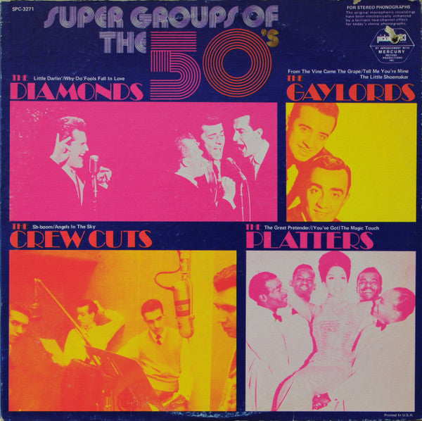 The Diamonds, The Gaylords, The Crew Cuts, The Platters – Super Groups Of The 50's – Doo Wop / Ballad / Classic Rock (vinyl lp)