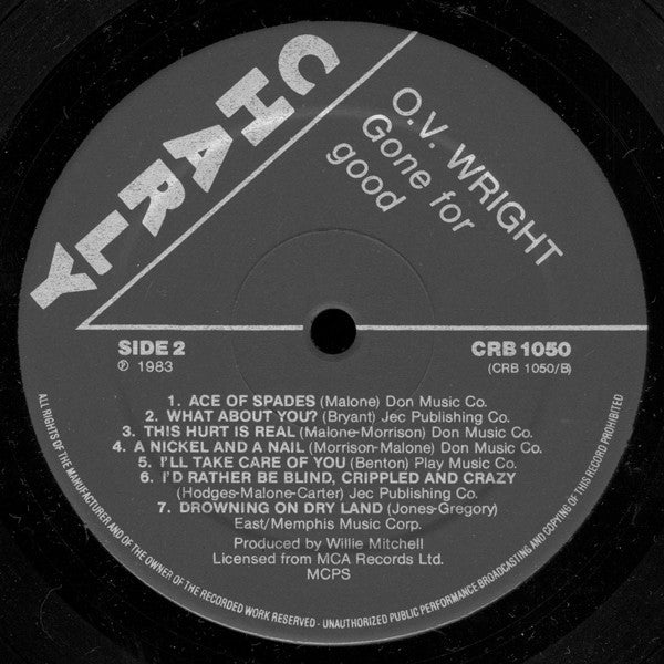 O.V. Wright Gone For Good - 1988=Rock, Blues Style: Rock & Roll, Rhythm & Blues (Vinyl)