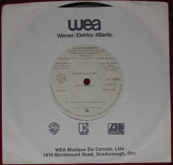 Black Sabbath – Trashed  – 1983 – Heavy Metal (7-inch)  Misprint, Promo