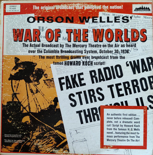Orson Welles – War Of The Worlds – 1969 – Radioplay (vinyl lp) Near Mint Copy !