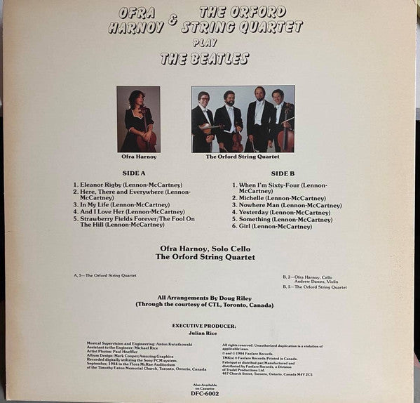 Ofra Harnoy & Orford String Quartet – Play The Beatles - Classical (Vinyl) Mint Copy