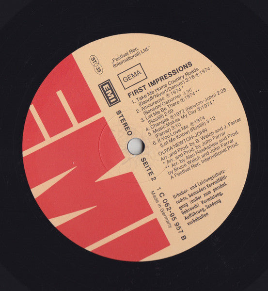 Olivia Newton-John – First Impressions -1974- Country Rock, Pop Rock German Import Vinyl