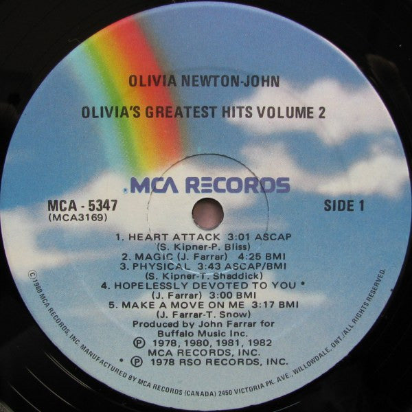 Olivia Newton-John ‎– Olivia's Greatest Hits Vol. 2 1982 Pop (Clearance Vinyl) bargain Bin