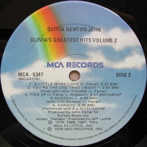 Olivia Newton-John ‎– Olivia's Greatest Hits Vol. 2 1982 Pop (Clearance Vinyl) bargain Bin