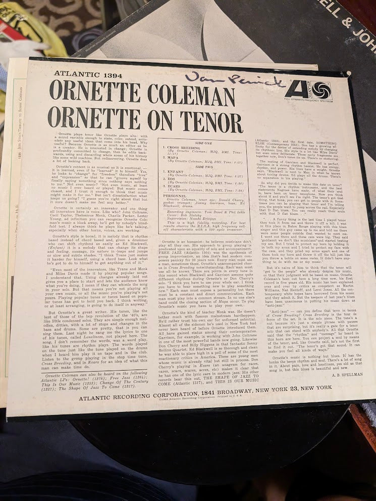 Ornette Coleman – Ornette On Tenor -1962- Jazz Style: Free Jazz (Rare Vinyl) Near Mint