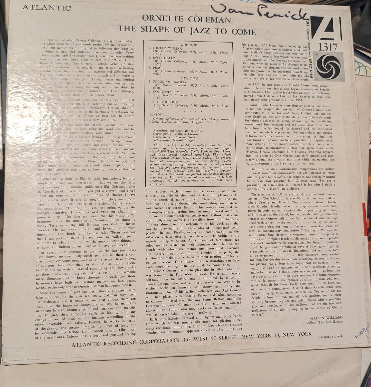 Ornette Coleman – The Shape Of Jazz To Come 1959 Free Jazz- ( Rare Vinyl )
